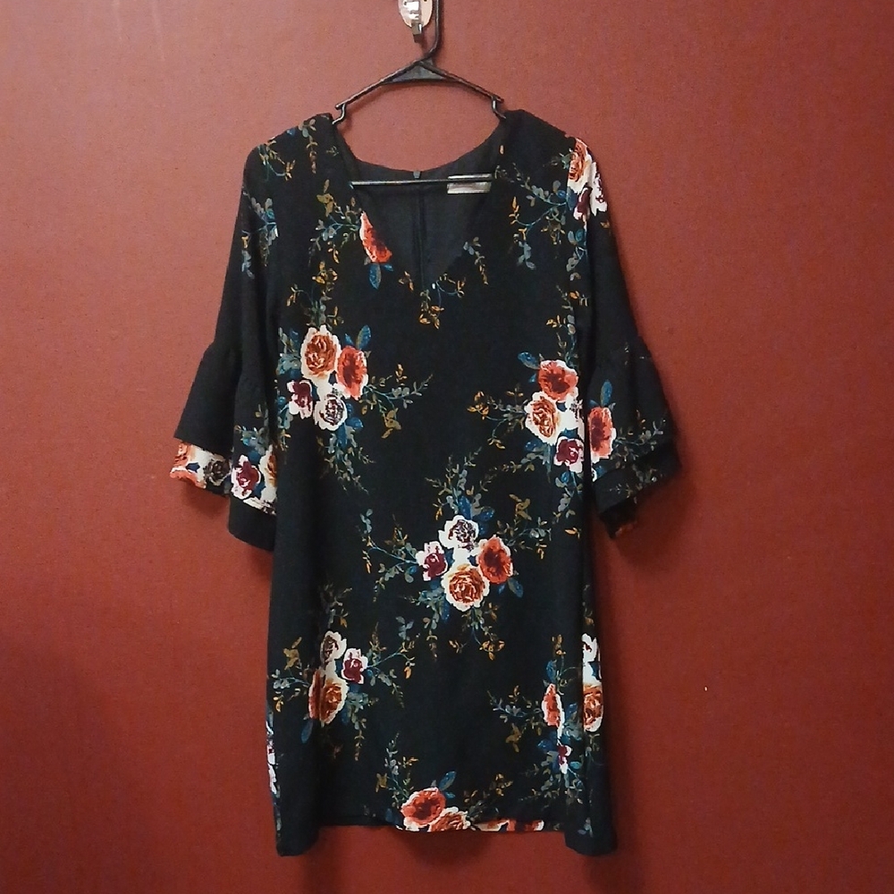 Floral Black Tunic Top